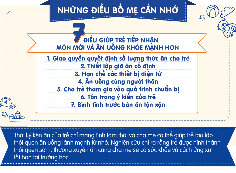 Hình minh họa cách giúp bé tiếp nhận món ăn mới